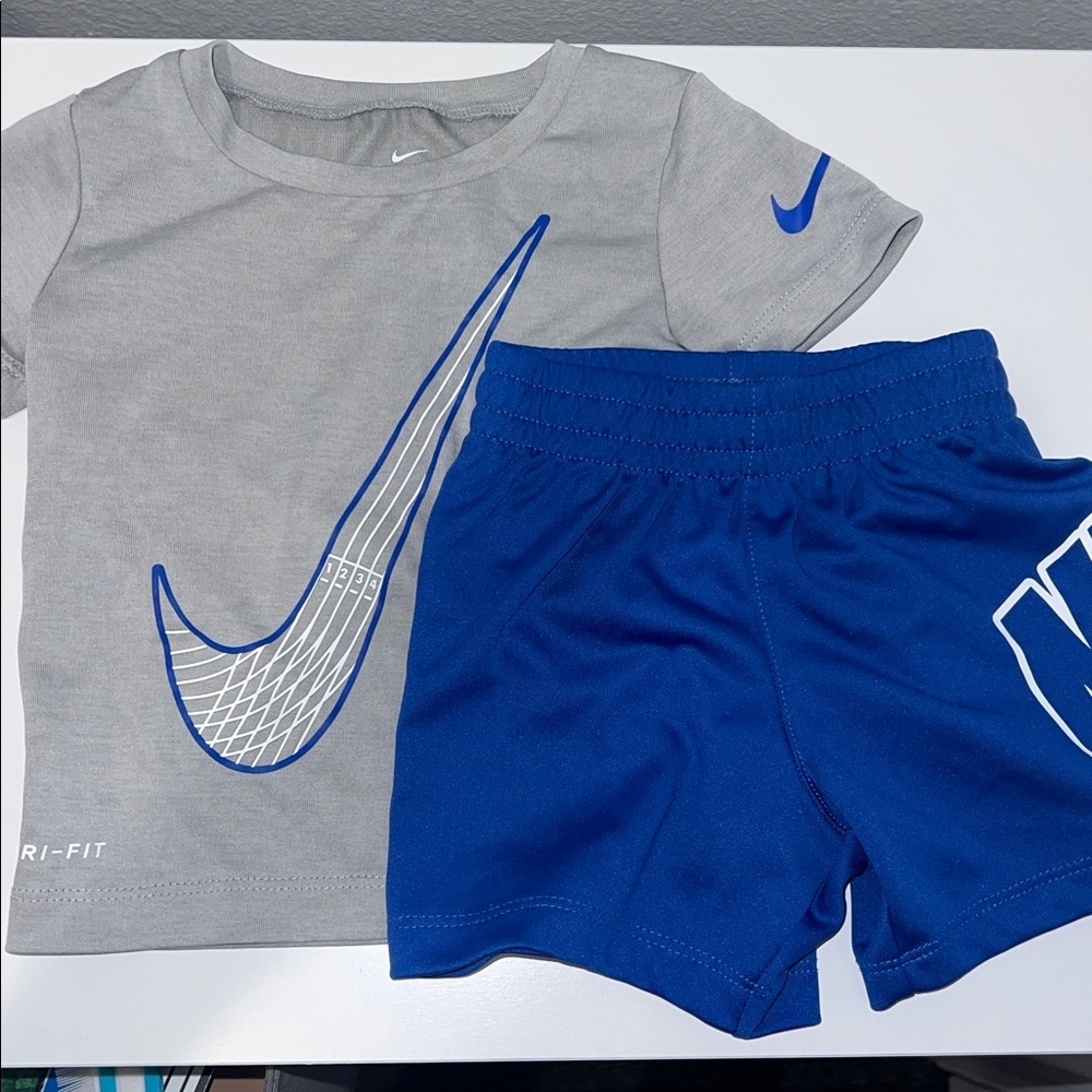 Nike Gray Tee and Blue Shorts Set